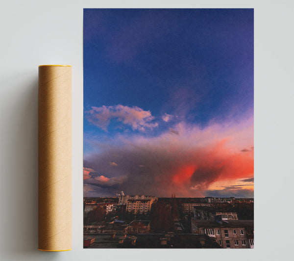 Crimson City Sky Poster