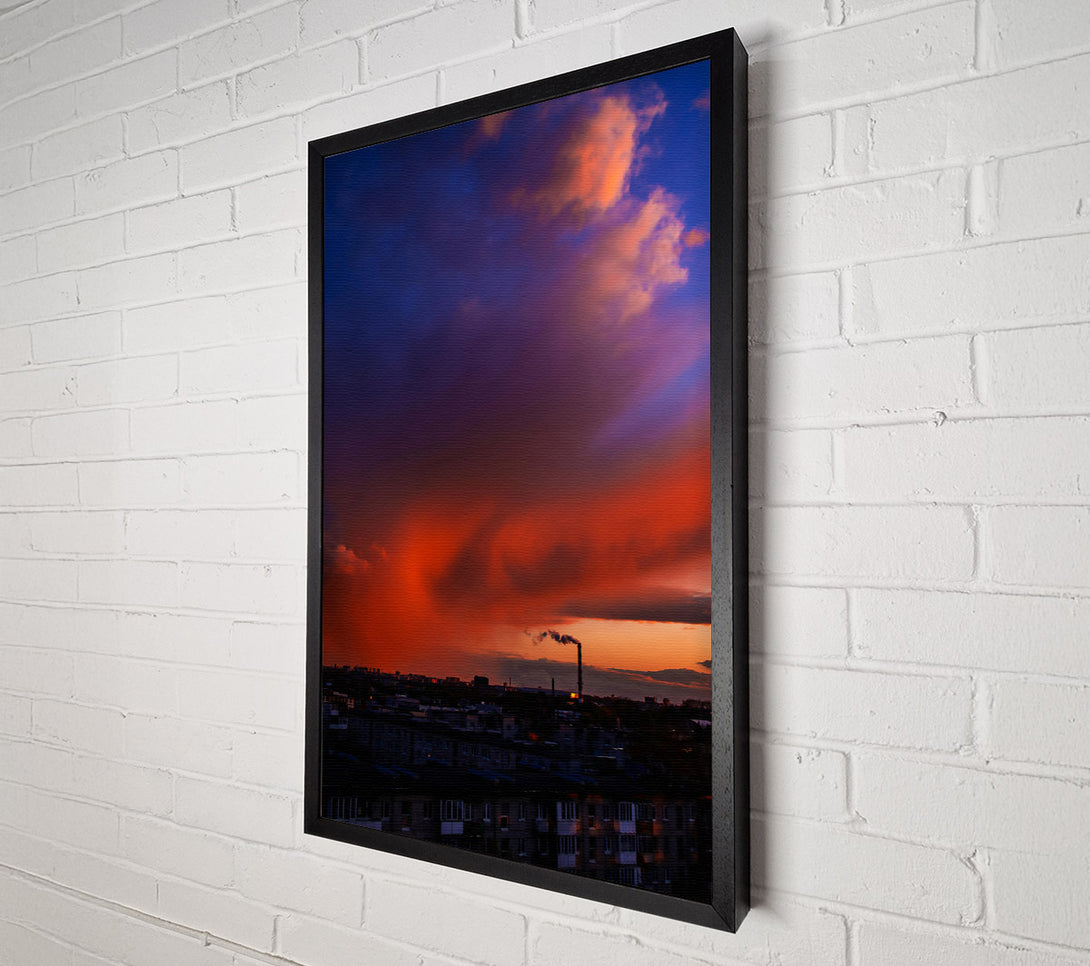 A Canvas Print of Crimson Skyline Smoke Canvas Art