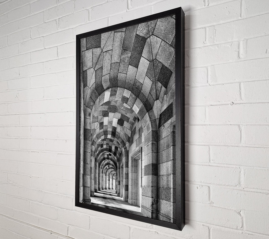  A Canvas Print of Gray Stone Archway Corridor Canvas Print