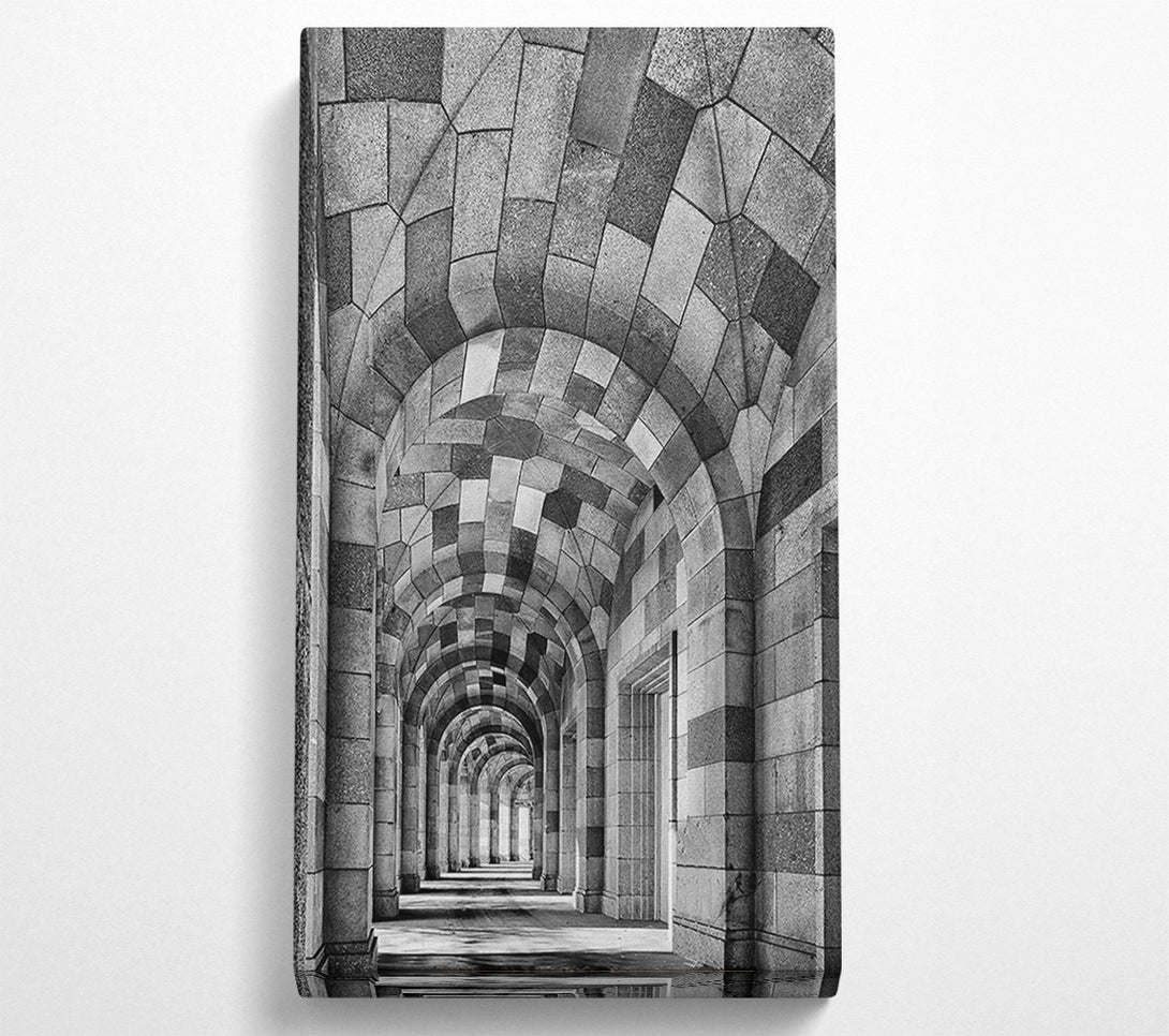  A Canvas Print of Gray Stone Archway Corridor Canvas Print