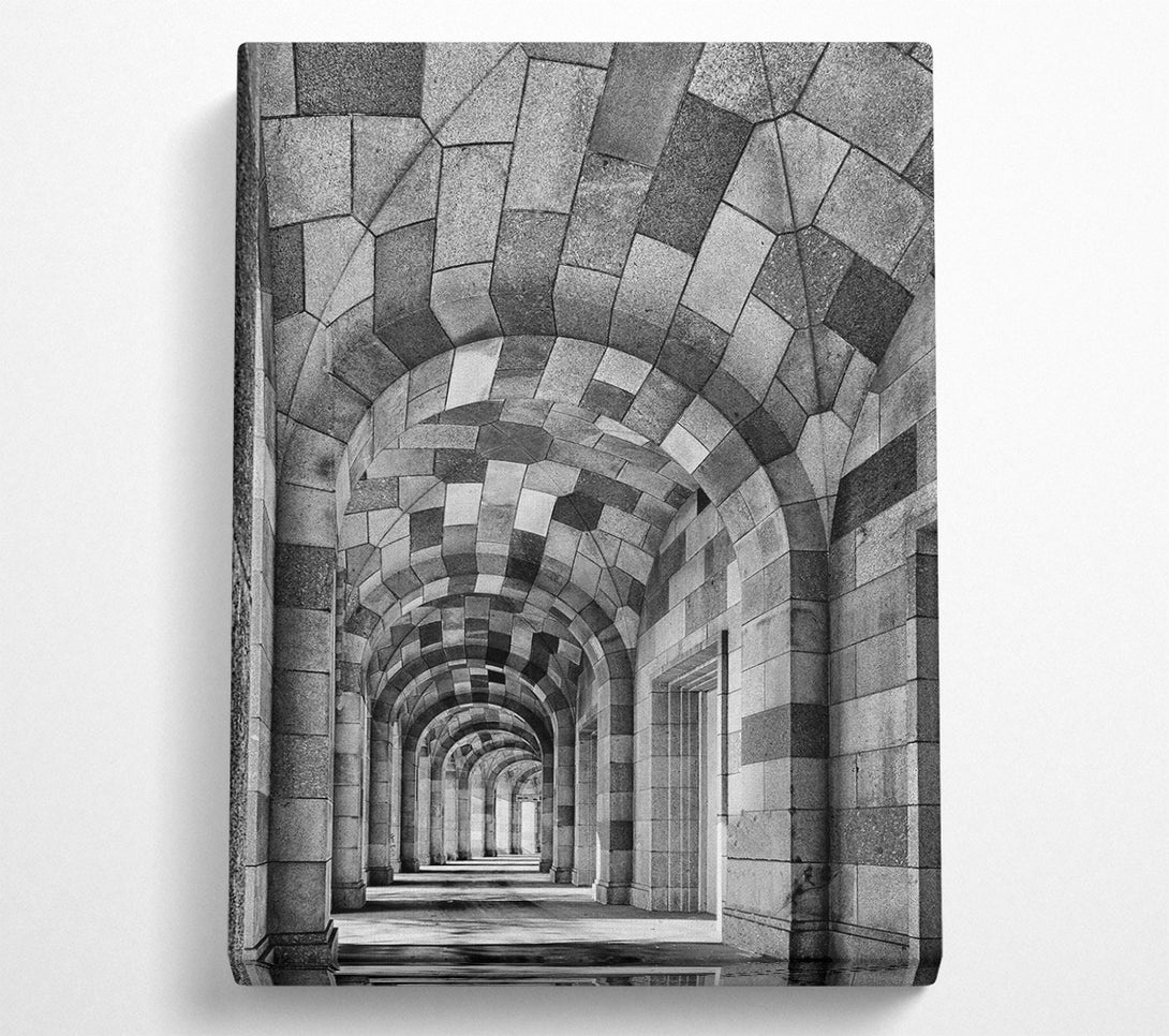  A Canvas Print of Gray Stone Archway Corridor Canvas Print