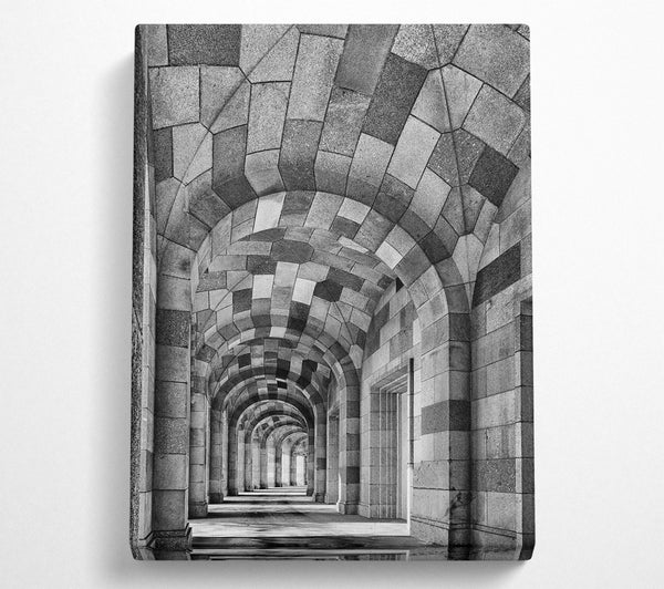  A Canvas Print of Gray Stone Archway Corridor Canvas Print