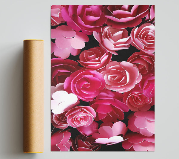 Pink Paper Roses Poster