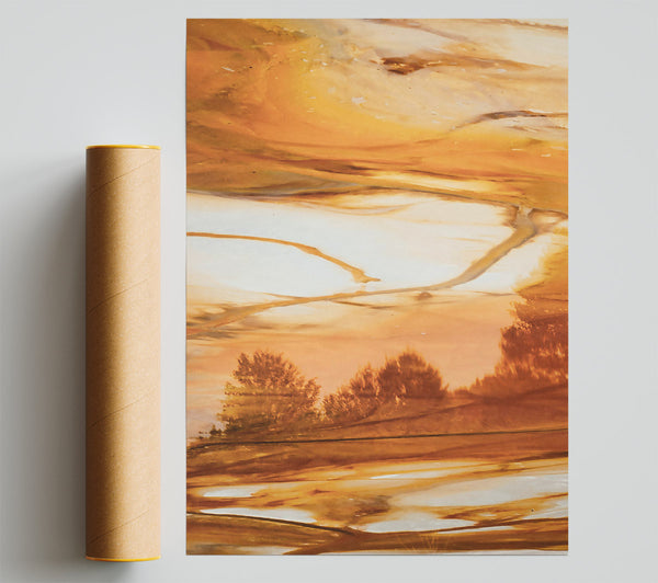 Golden Rippling Reflections Print
