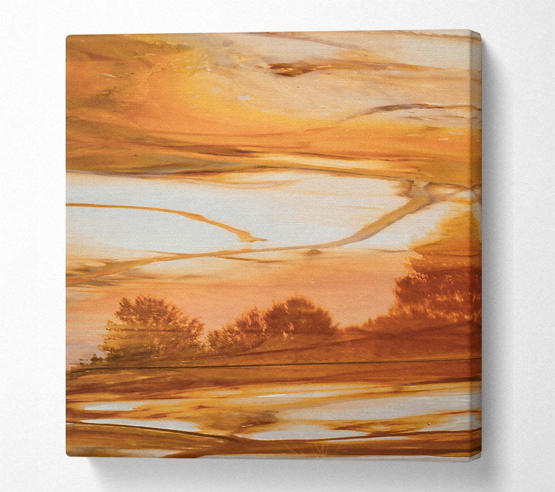 A Canvas Print of Golden Rippling Reflections Canvas Wall Art