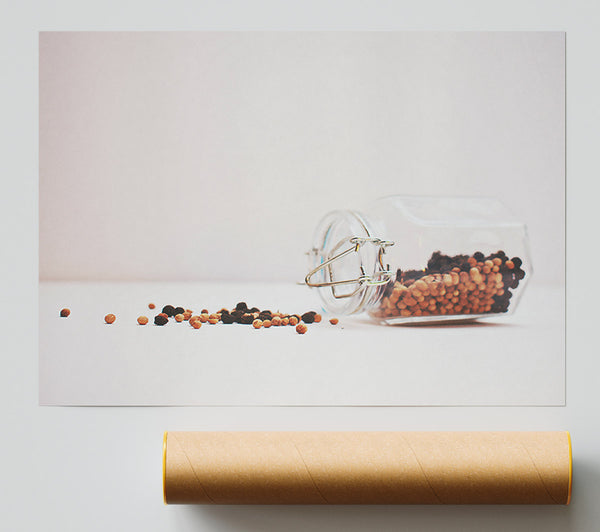 White Spilled Peppercorns Print