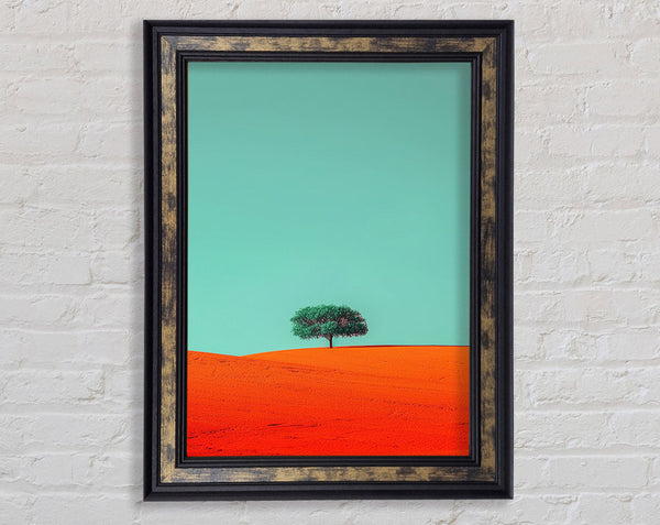 Lonely Tree On The Orange Lands Framed Print