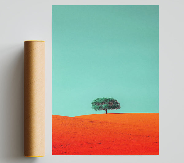 Lonely Tree On The Orange Lands Print