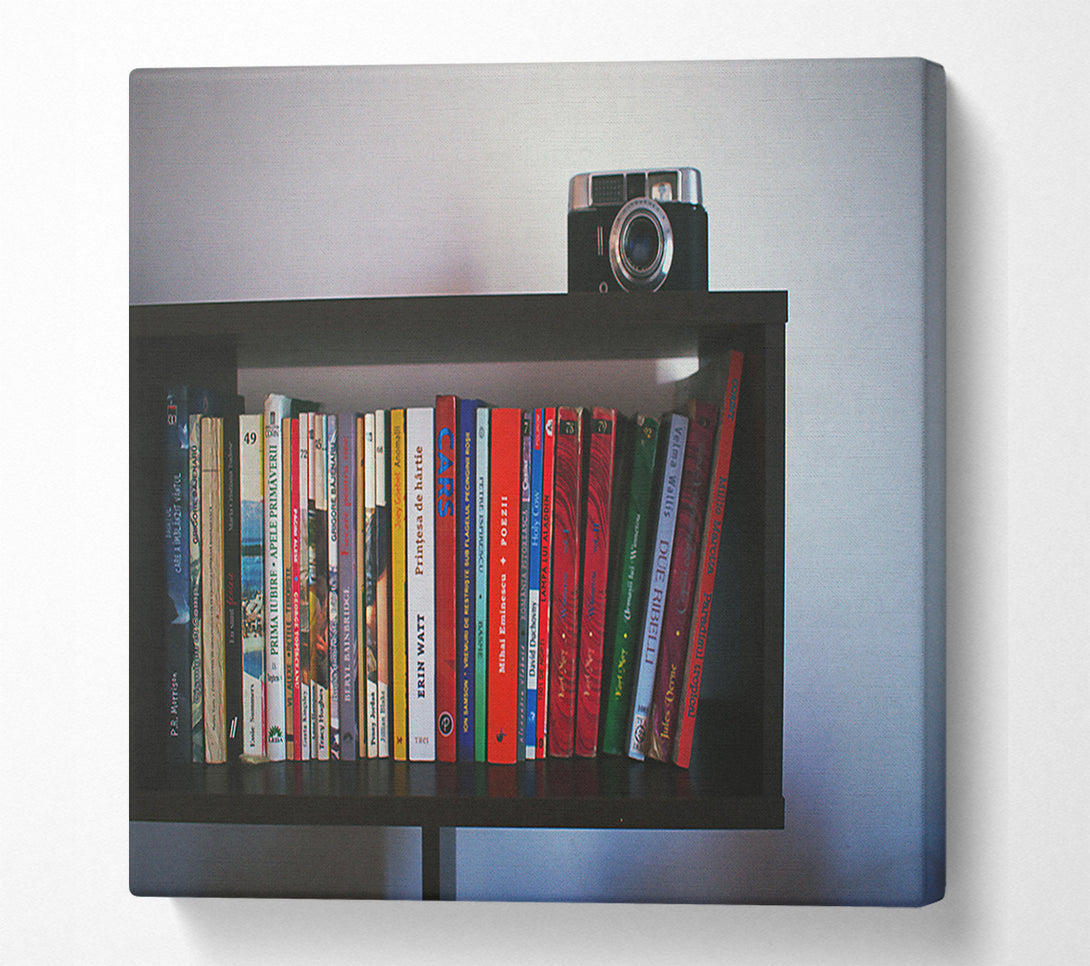  A Canvas Print of Red Bookshelf Memories Canvas Wall Art