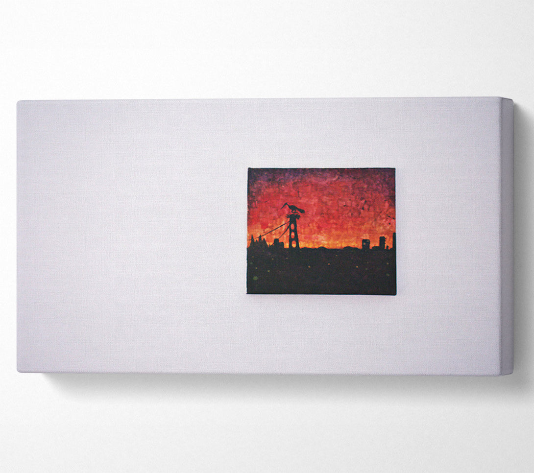  A Canvas Print of Crimson Cityscape Silhouette Canvas Art
