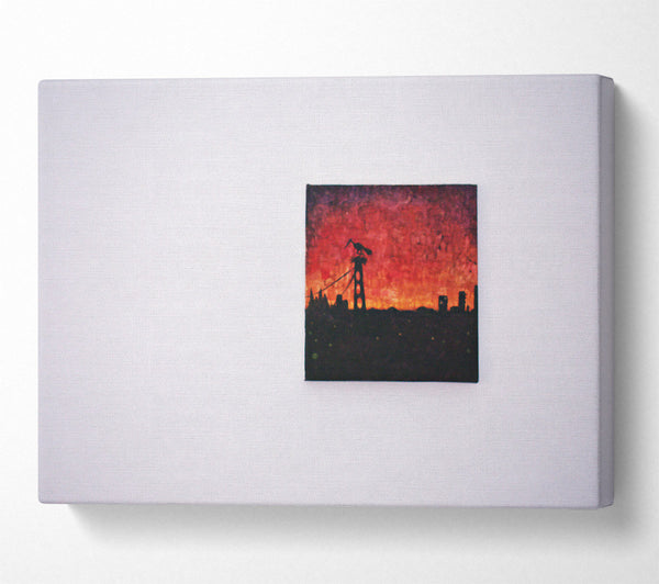  A Canvas Print of Crimson Cityscape Silhouette Canvas Art