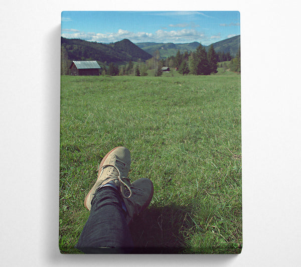 A Canvas Print of Green Grass And Suede Shoes Canvas Print
