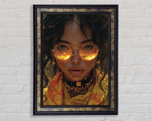 Looking Through Her Glasses Framed Print