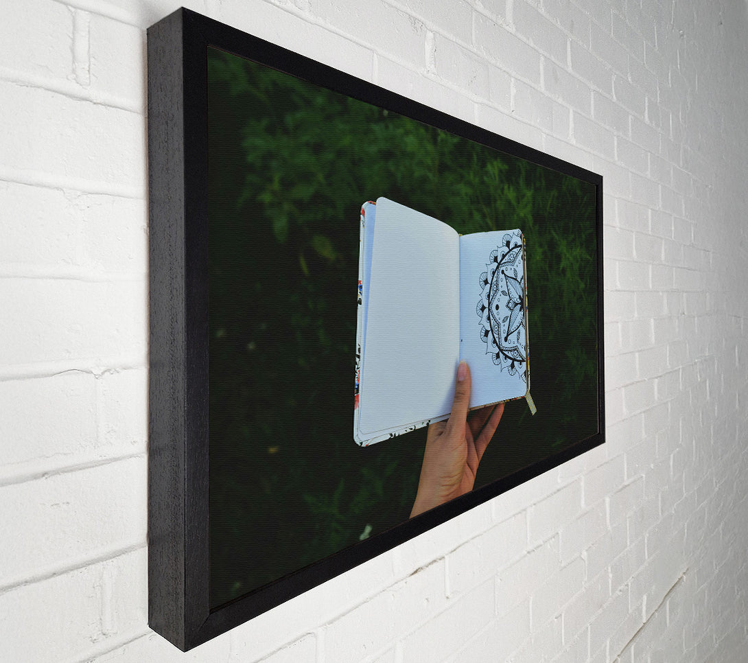  A Canvas Print of White Pages, Black Mandala. Canvas Art