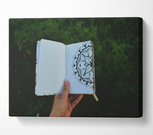  A Canvas Print of White Pages, Black Mandala. Canvas Art