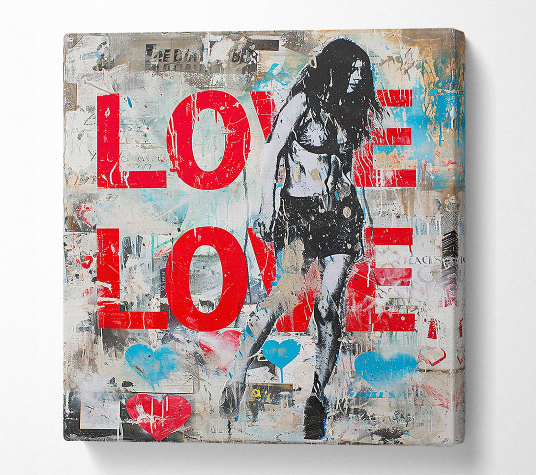  A Canvas Print of Love Punk Grafitti Canvas Wall Art