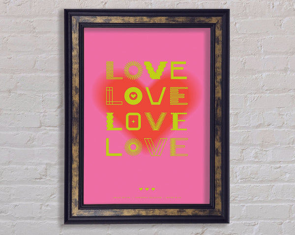 Love Retro Pink Framed Print