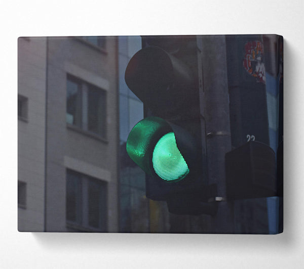  A Canvas Print of Green Light Cityscape Canvas Print