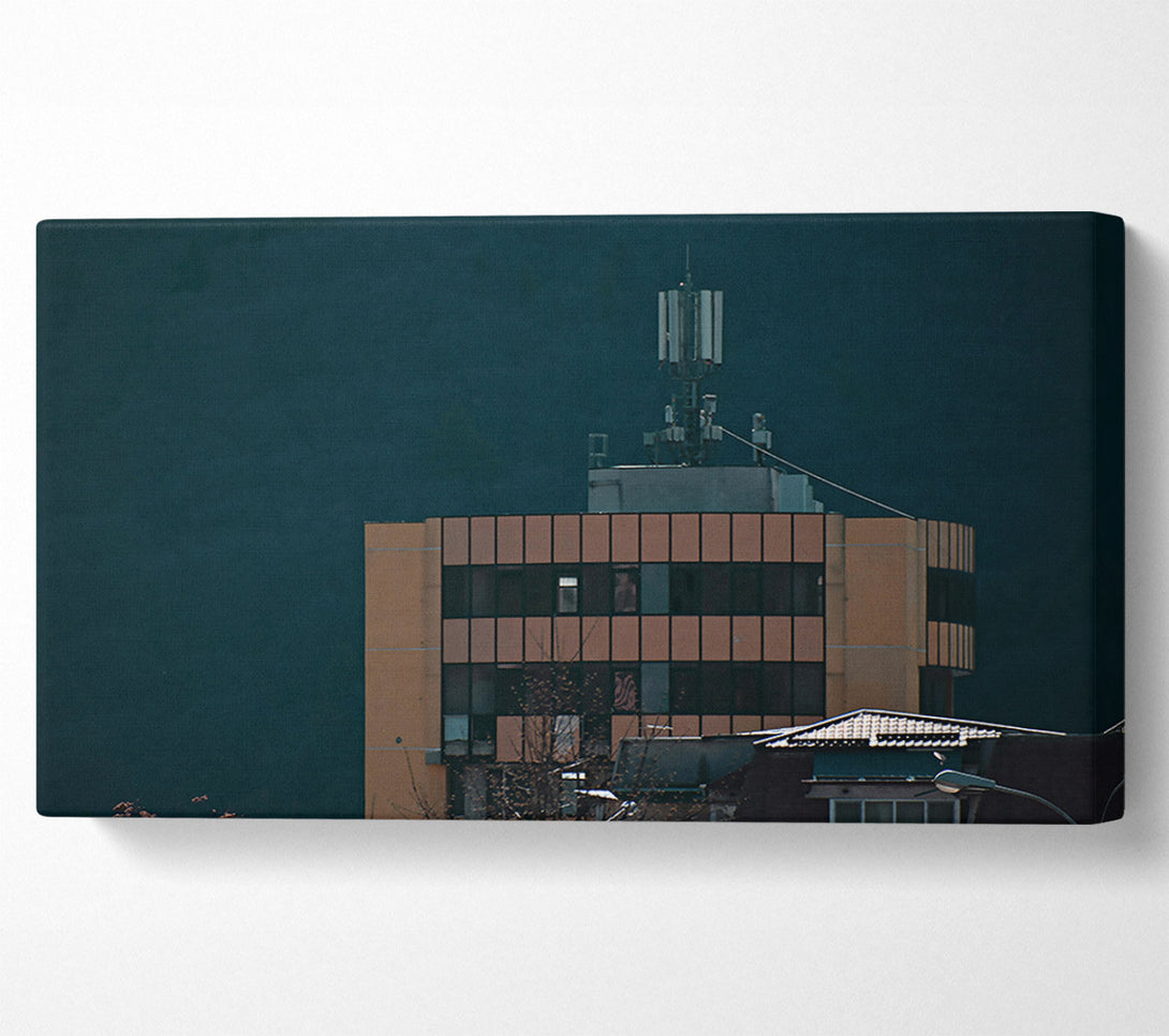  A Canvas Print of Orange Building Silhouette Canvas Art