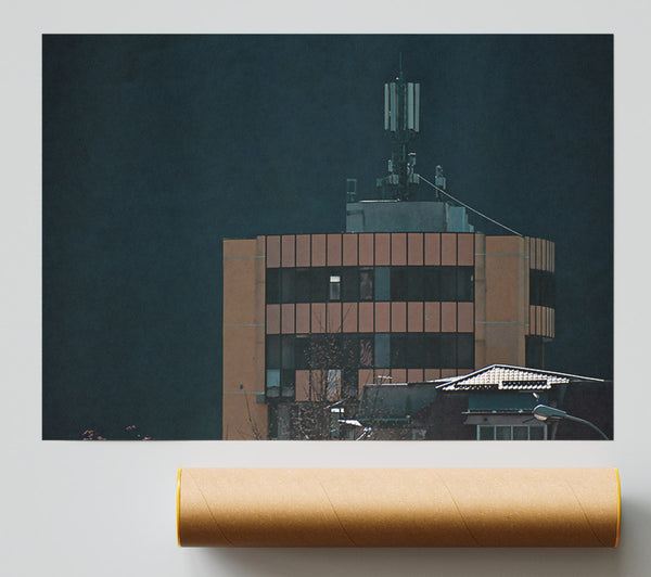 Orange Building Silhouette Print