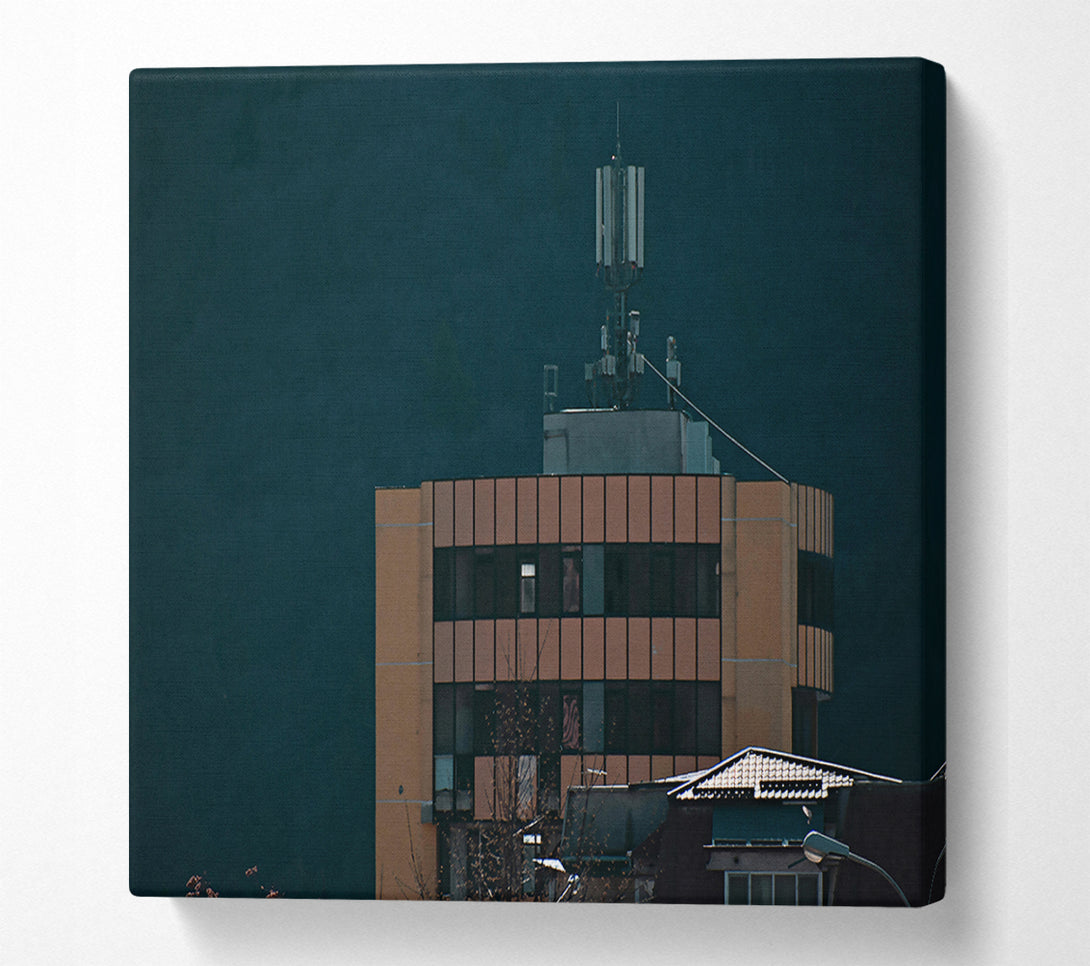  A Canvas Print of Orange Building Silhouette Canvas Art
