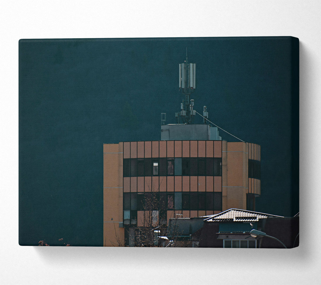  A Canvas Print of Orange Building Silhouette Canvas Art
