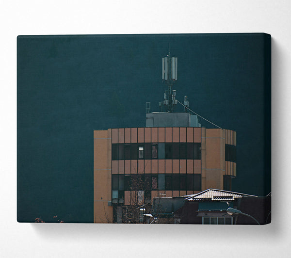  A Canvas Print of Orange Building Silhouette Canvas Art