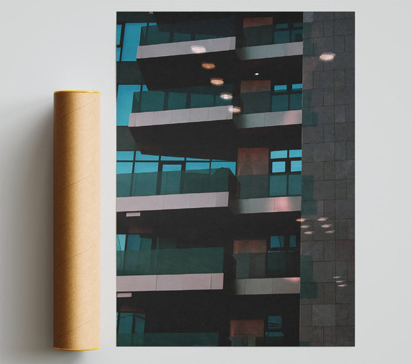 Teal City Reflections Poster