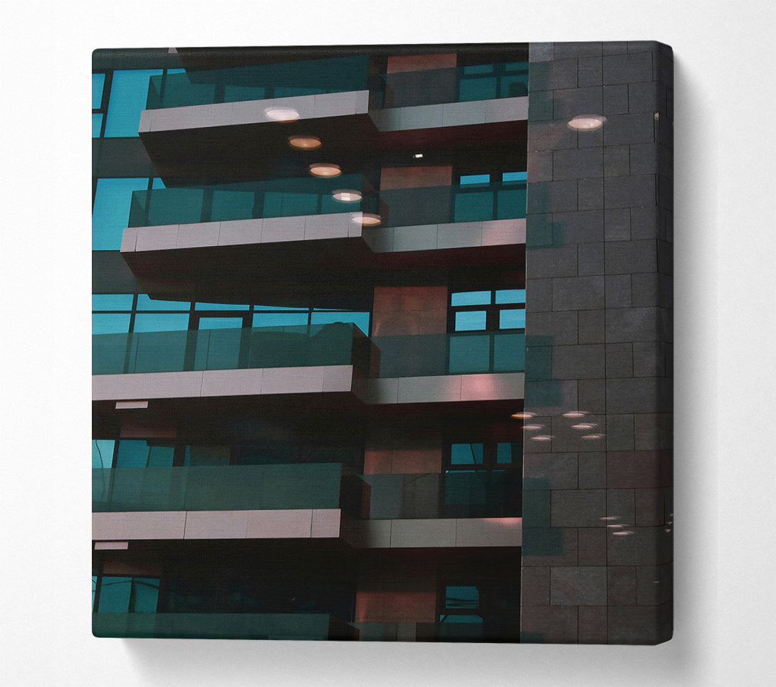  A Canvas Print of Teal City Reflections Canvas Art