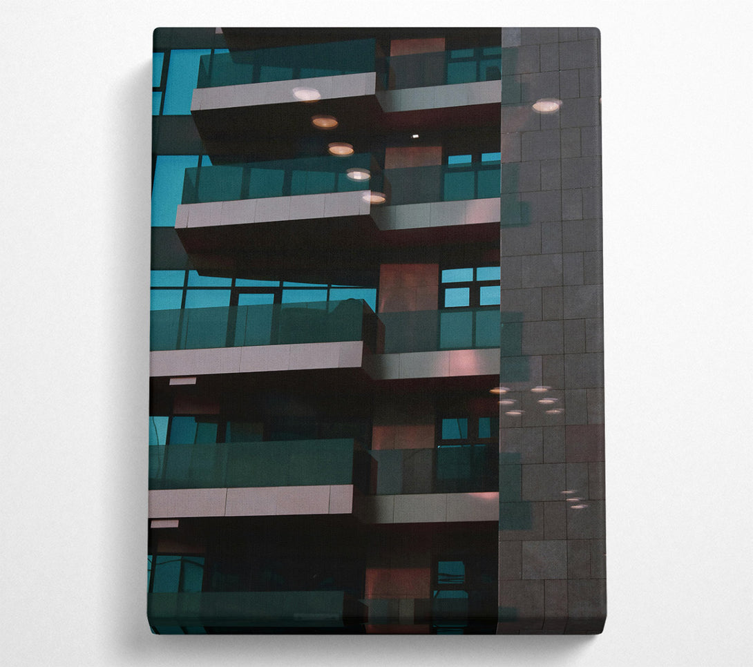  A Canvas Print of Teal City Reflections Canvas Art