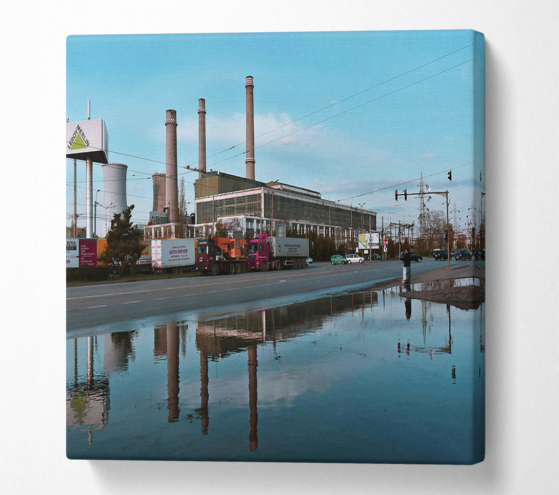  A Canvas Print of Blue Reflections Of Industry Canvas Print