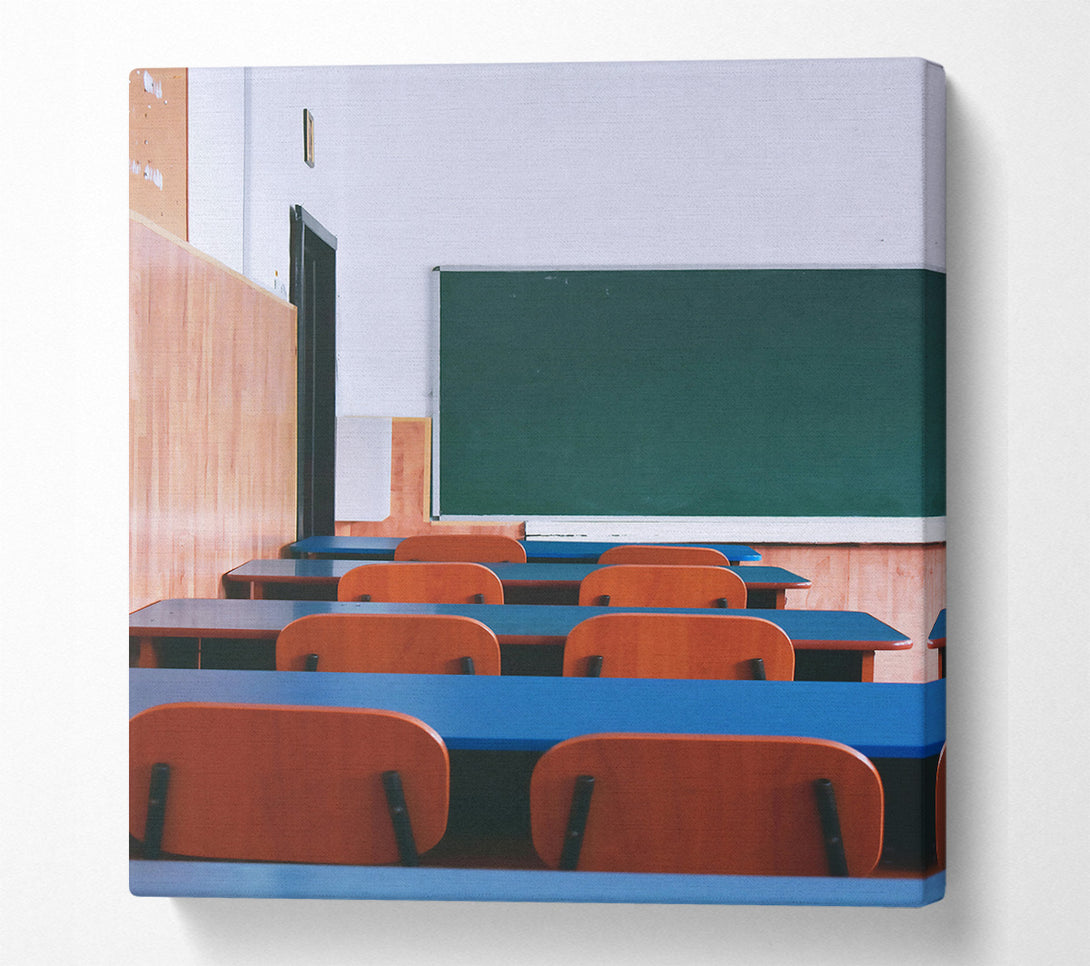  A Canvas Print of Blue Empty Classroom Canvas Wall Art