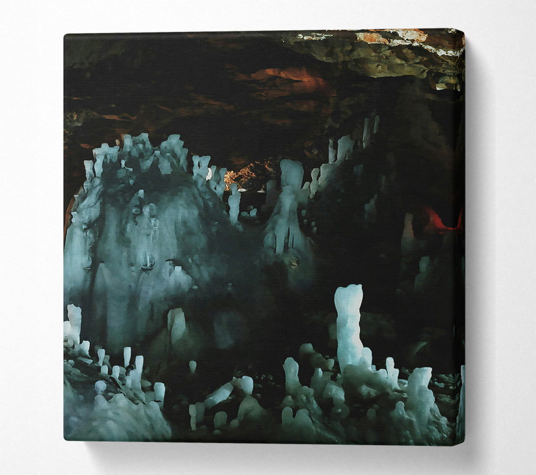  A Canvas Print of Teal Cave Stalagmites Canvas Wall Art