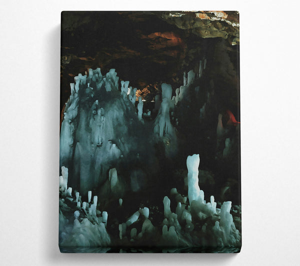  A Canvas Print of Teal Cave Stalagmites Canvas Wall Art