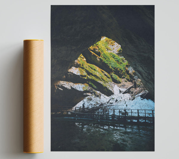 Green Cave Reflection Print