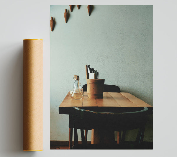 Wooden Table And Chair Poster