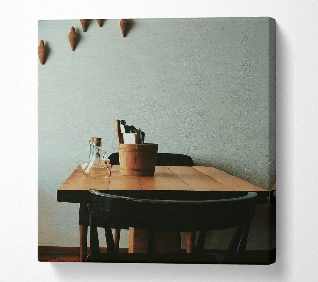  A Canvas Print of Wooden Table And Chair Canvas Art