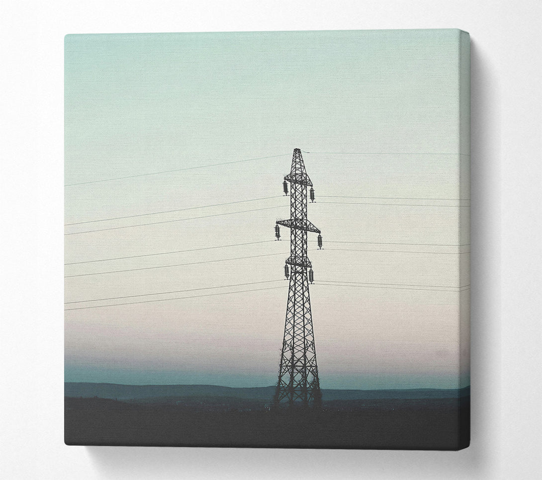  A Canvas Print of Teal Power Lines Canvas Wall Art