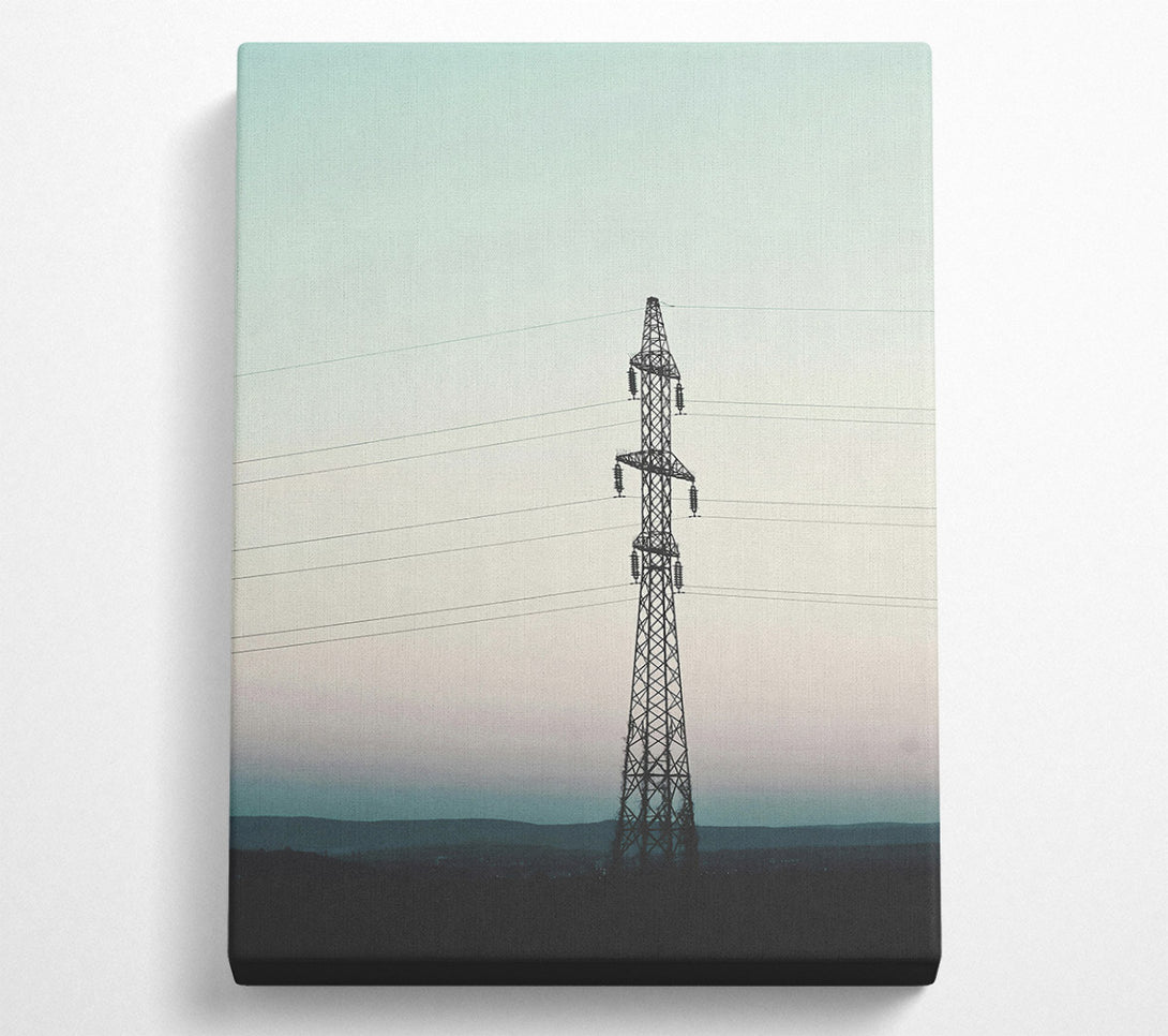  A Canvas Print of Teal Power Lines Canvas Wall Art