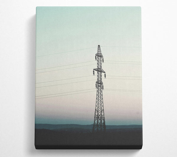  A Canvas Print of Teal Power Lines Canvas Wall Art