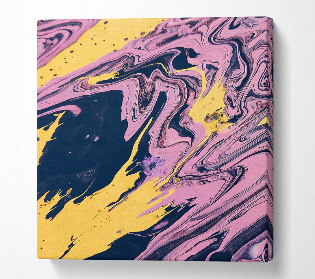  A Canvas Print of Yellow Swirl Abstract Canvas Wall Art