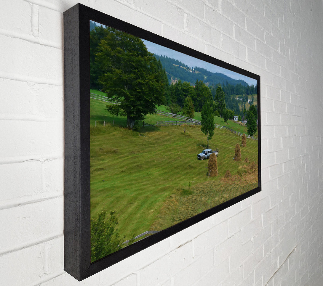  A Canvas Print of Green Hills And Haystacks Canvas Print