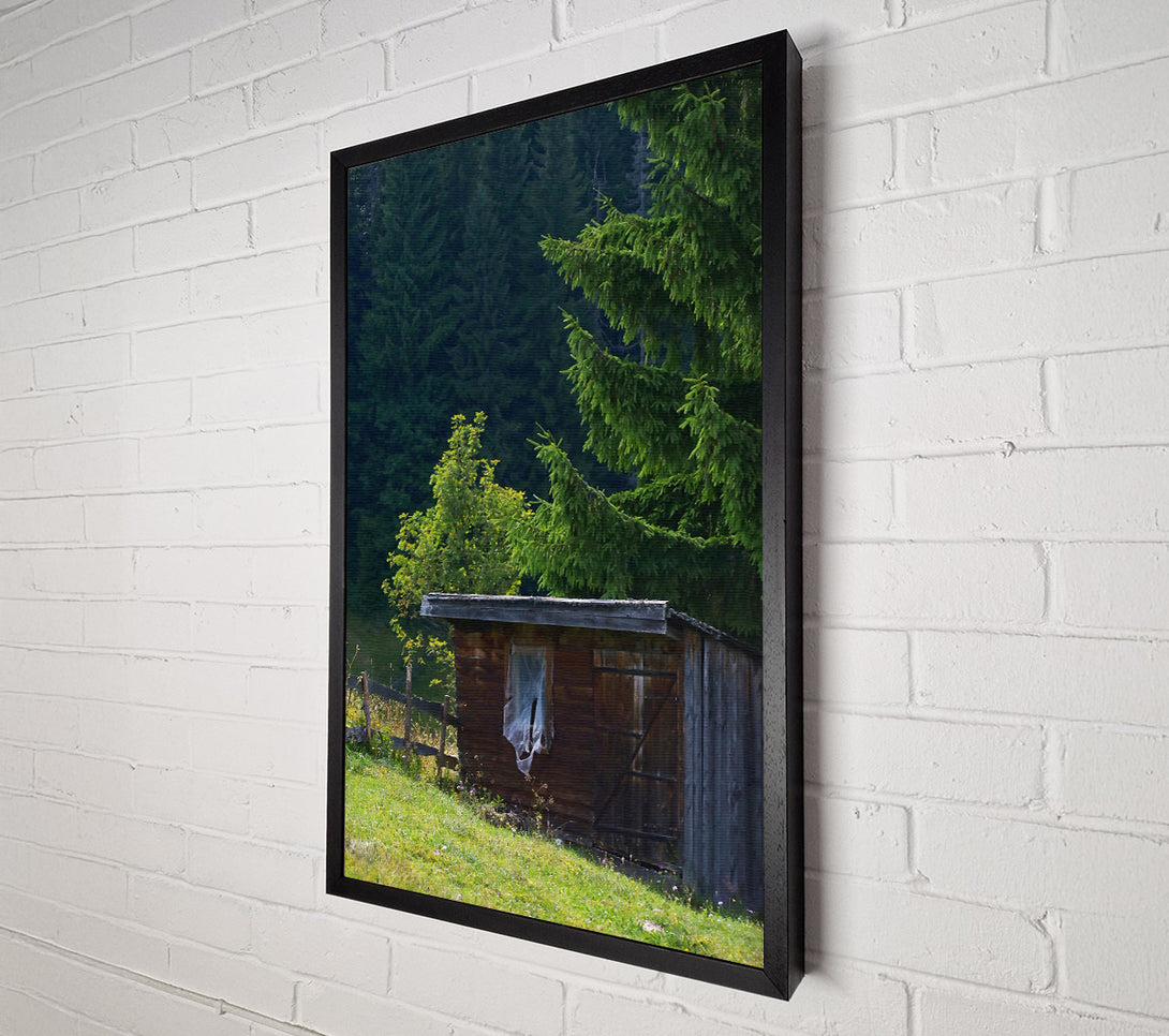 A Canvas Print of Green Cabin In The Woods Canvas Art