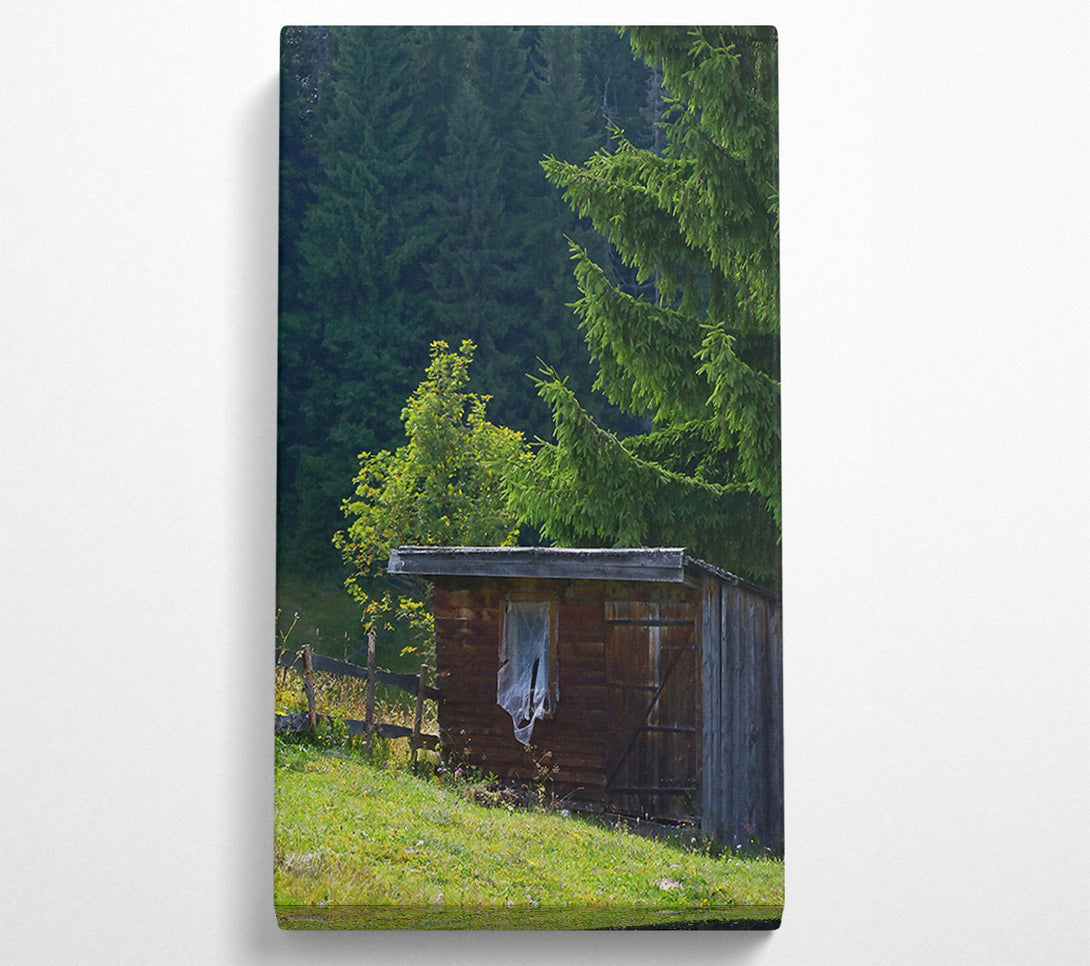  A Canvas Print of Green Cabin In The Woods Canvas Art