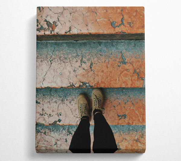  A Canvas Print of Peachy Stone Steps Canvas Wall Art