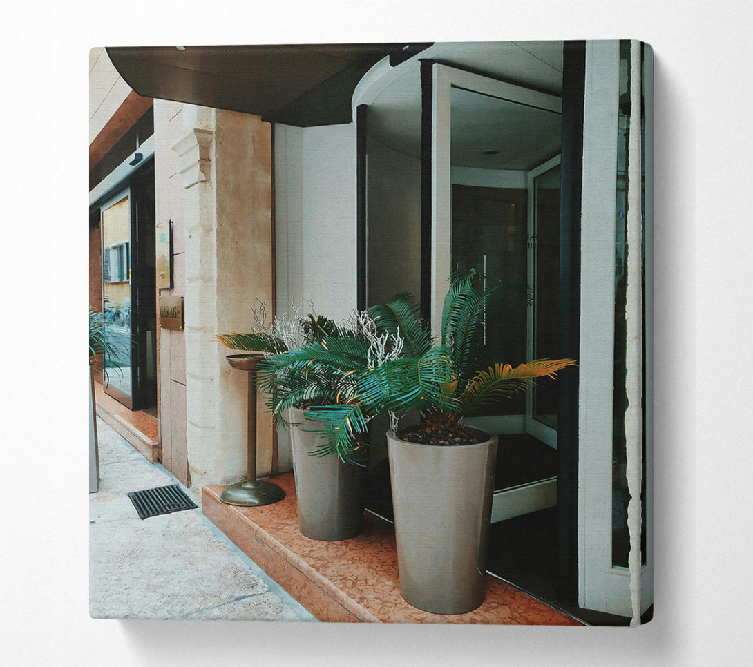  A Canvas Print of Grey Entrance Plants Canvas Art