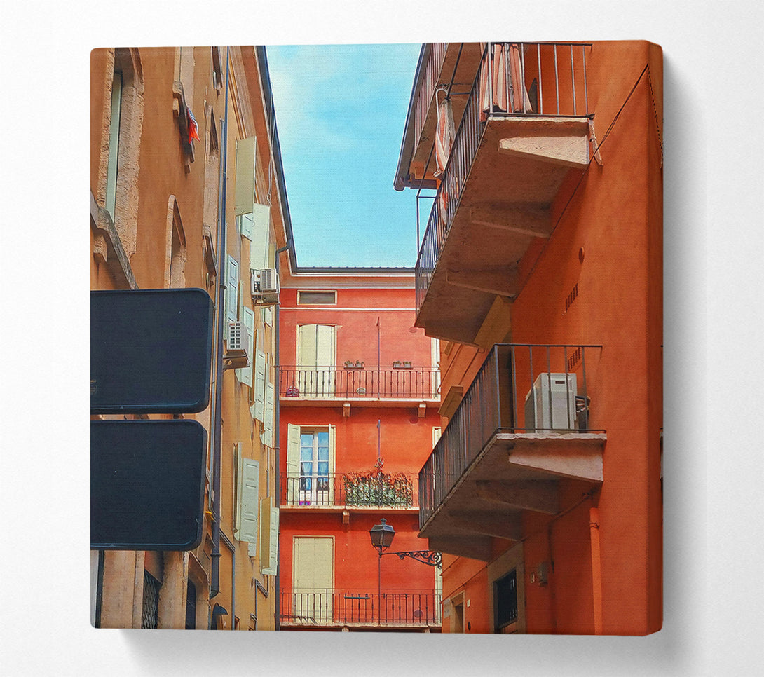  A Canvas Print of Orange Italian Balcony Canvas Wall Art