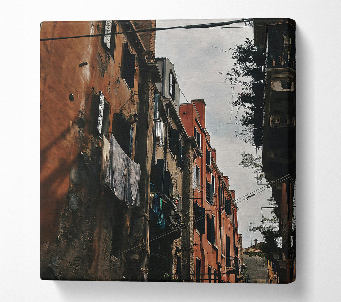  A Canvas Print of Orange Venetian Alleyway Canvas Wall Art