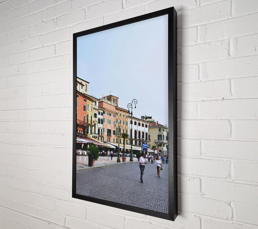  A Canvas Print of Peach Italian Street Scene Canvas Art