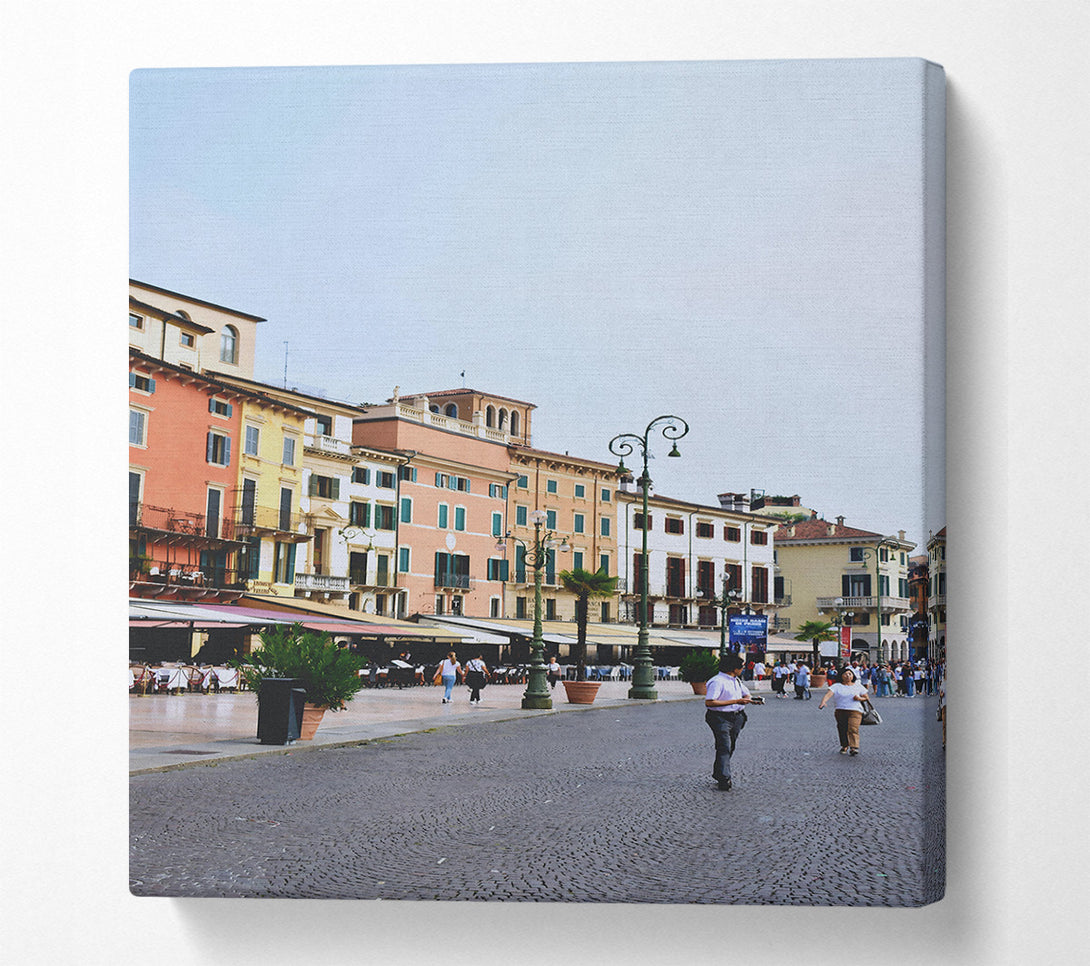  A Canvas Print of Peach Italian Street Scene Canvas Art